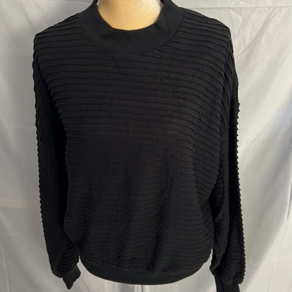 LAST CHANCE! Vintage 80’s 90’s Black Ribbed Sweater Long Sleeve Top M L XL - Picture 1 of 7